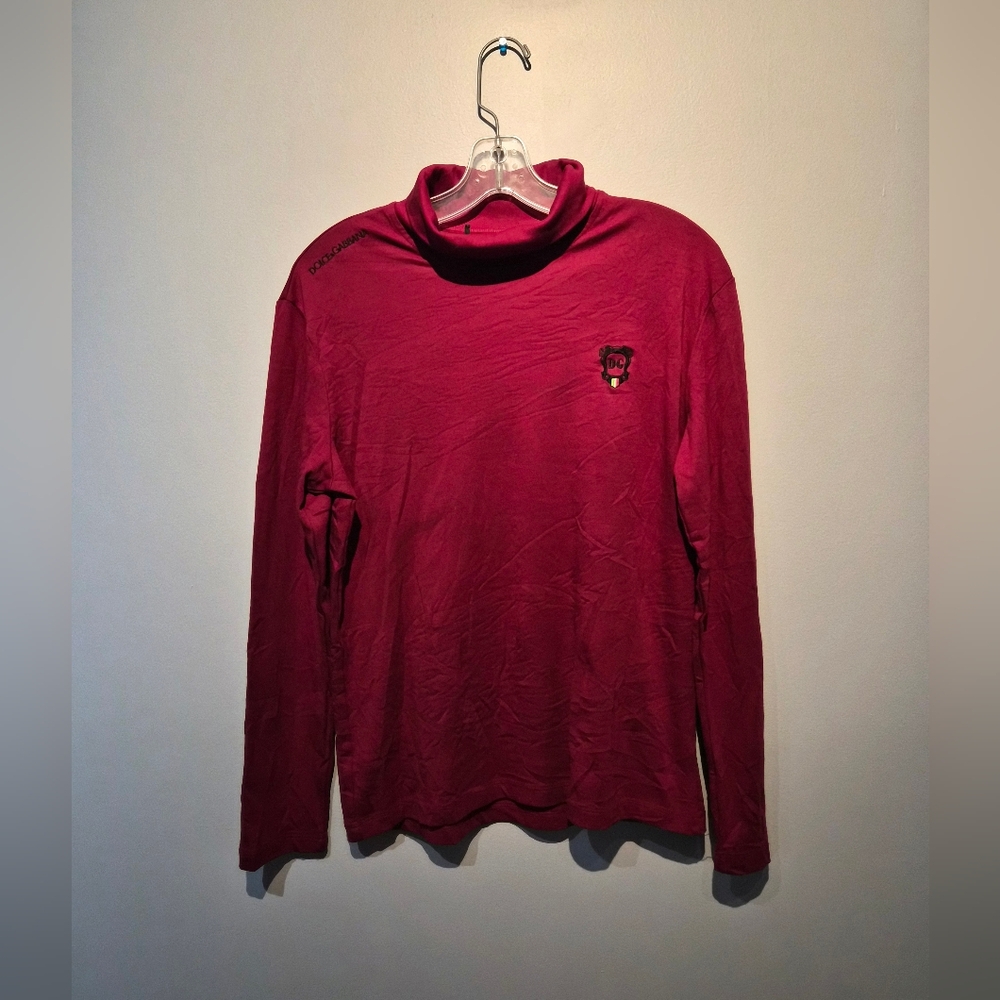 Dolce & Gabbana Red Stitched Long Sleeve Shirt | Size Medium